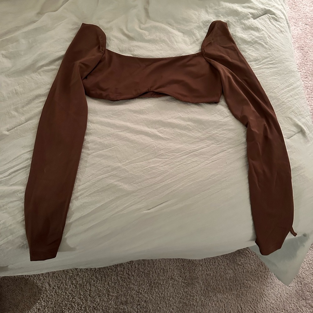 NEW Brown Longsleeve Crop Top